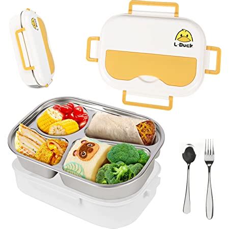 Caja de Almuerzo Charolas Bento Lonchera Niño 1300 ml Fiambreras con 4