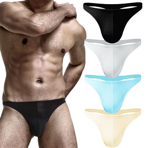 Men S Underwear Briefs Low Rise Sexy Thong Soft Breathable G String Bikini Silky Touch