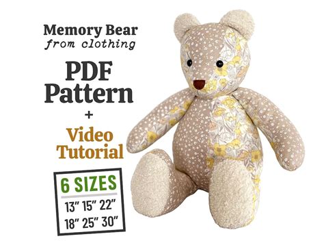 Memory Bear Pattern Keepsake Bear Memory Bear Memorial Bear Bear