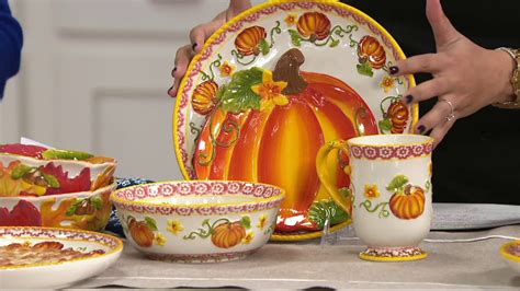 Temp Tations Pumpkin Or Harvest 16pc Dinnerware Set On Qvc Youtube