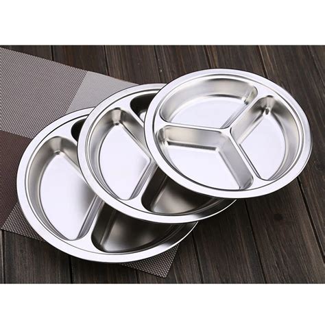 Pc Stainless Steel Dinner Plate Sections Divided Dish Cm