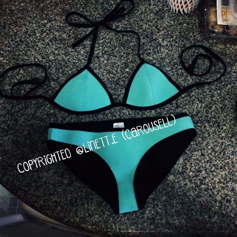 Triangl Inspired Neoprene Turquoise Bikini Women S Fashion Swimwear