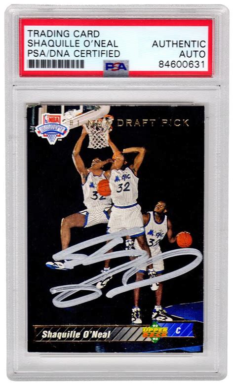 Shaquille O Neal Signed 1992 93 Upper Deck Draft Pick 1 RC PSA