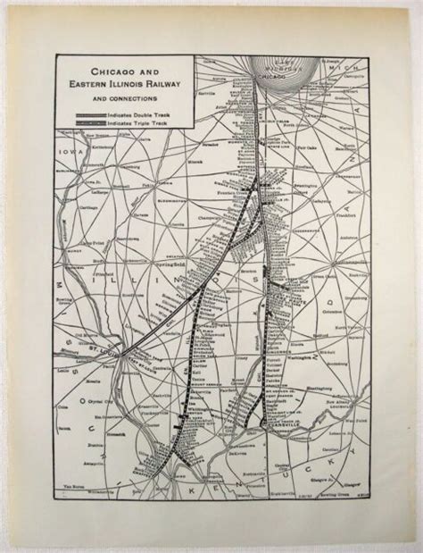 Original 1931 Dated Chicago And Eastern Illinois Railway System Map Ebay