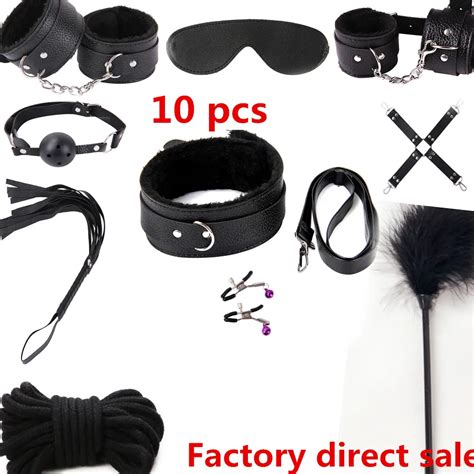 10Pcs Set Sexy Lingerie Sex Toy Set BDSM Sex Bondage Set Hand Cuffs