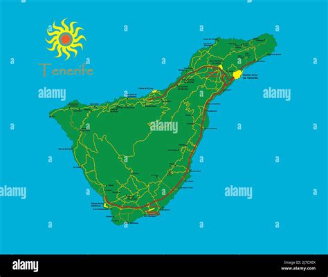 Carte De Lîle De Ténérife Avec Villes Et Routes Principales Image