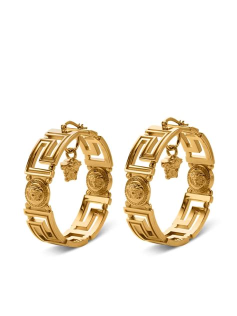 Versace Greca Medusa Head Hoop Earrings Gold Farfetch Au