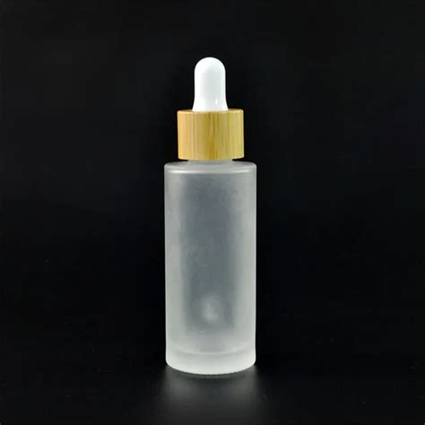 50pcs 30ml Frosted Clear Glass Dropper Bottle With Bamboo Lid Bamboo Cosmetic Packaging