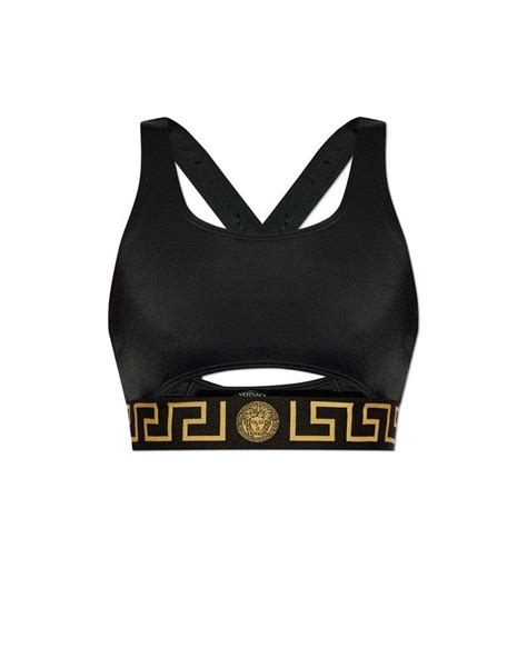 Versace Greca Border Cut Out Detailed Bikini Top In Black Lyst