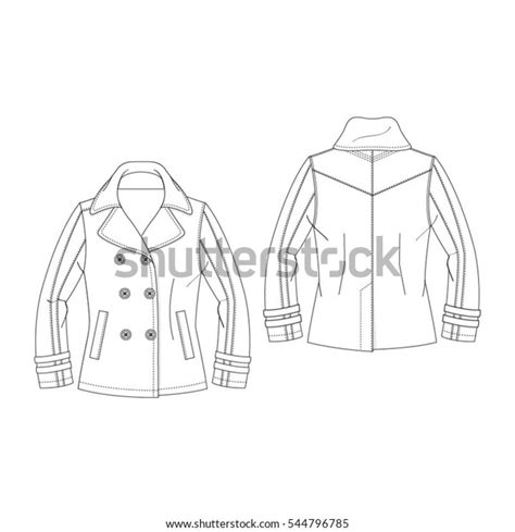 Women Pea Coat Template Stock Vector Royalty Free 544796785