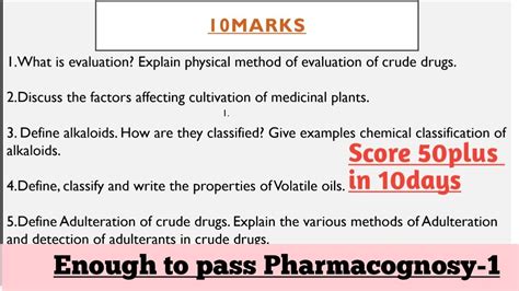 Most Important Questions In Pharmacognosy Pass Easily By These And