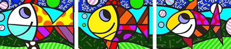 Quadros Romero Britto Três Peixes R 124 11 em Mercado Livre