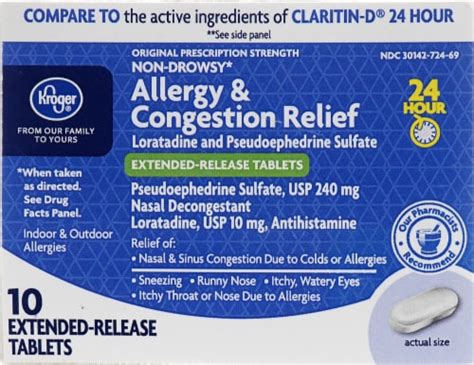 Kroger Hour Allergy And Congestion Relief Tablets Ct King Soopers