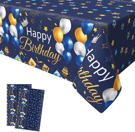 GTDOOCE 3 Pièces Nappe Bleu Nappe Jetable Anniversaire Nappe en Papier