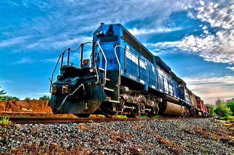 Blue Freight Engine Train Free Stock Photo - Public Domain Pictures