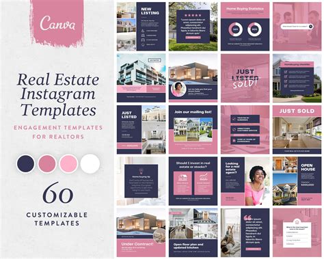 Real Estate Instagram Templates Canva Template Bundle Instagram Post