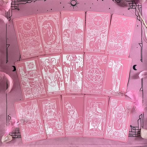 Tarot Deck Pink White Plastic Tarot Cards With Guidebook Etsy Canada