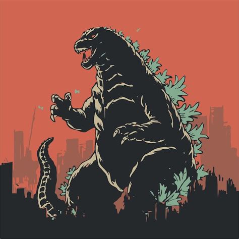 Premium Vector Vector Godzilla In Town Illustration