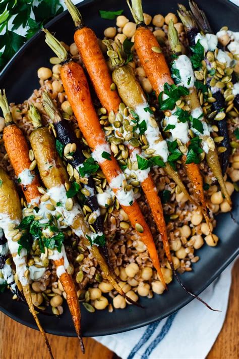 Roasted Carrots With Farro Chickpeas And Herbed Creme Fraiche Video