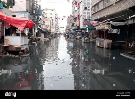 View Of Stagnant Rainwater And Sewerage Water Causing Of Poor Sewerage