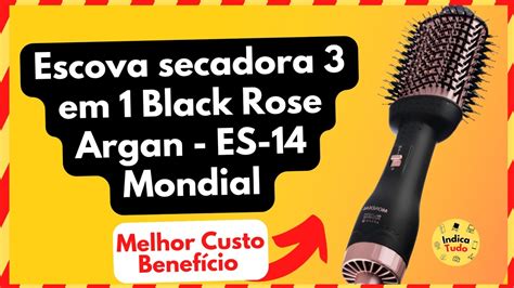 Escova Secadora 3 Em 1 Black Rose Argan ES 14 Mondial Qual Escova