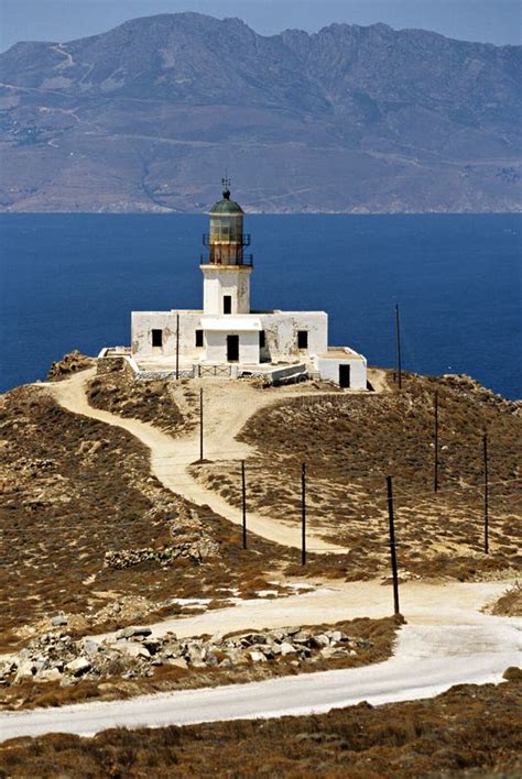 Lighthouse Armenistis Mykonos Stock Photo - Image of faros, house ...