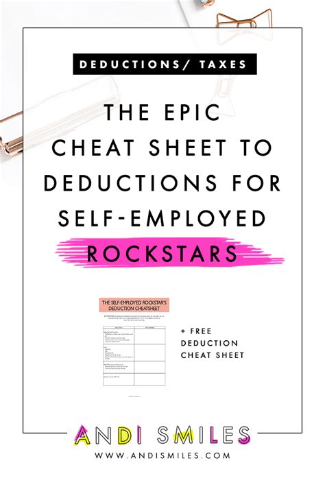 The Epic Cheat Sheet To Deductions For Self Employed Rockstars