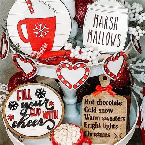 Hot Cocoa Tiered Tray Signs D Cocoa Signs Christmas Tray Etsy