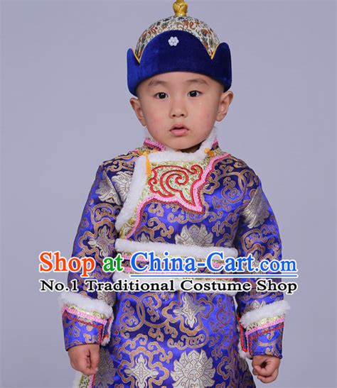 Boys Chinese Folk Dance Costumes Mongolian National Cosplay Performance