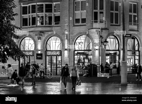 Utrecht, NL - OCT 9, 2021: Street view at night and traditional Dutch
