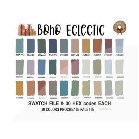 Boho Eclectic Color Palette, Color Palette, Boho, Ipad, Procreate App ...