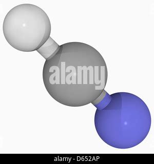 Molecular structure of hydrogen cyanide molecule computer artwork Stock ...