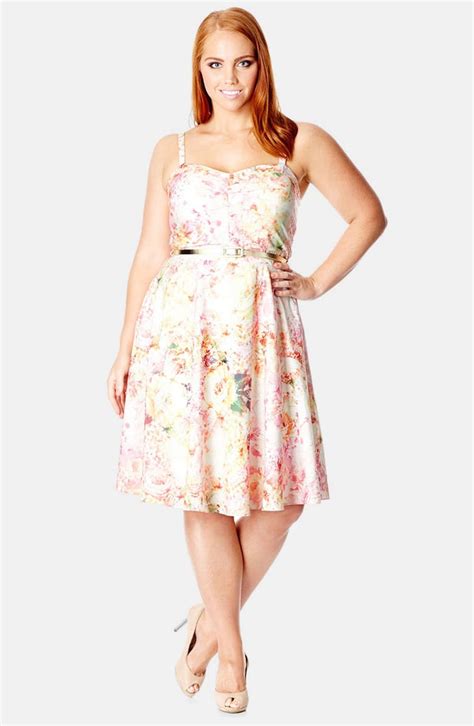 City Chic Floral Print Fit And Flare Dress Plus Size Nordstrom