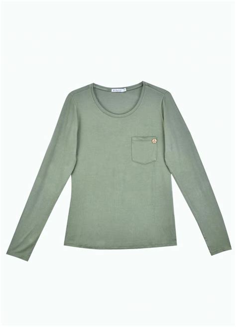 Blusa Manga Longa Bolso Verde Miss Peck