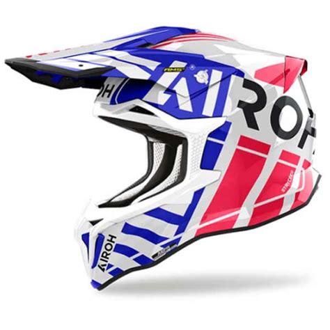 Casque Motocross Airoh Strycker Brave Bleu Rouge