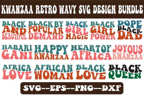 Kwanzaa Retro Wavy Svg Design Bundle Graphic By Uniquesvgstore · Creative Fabrica