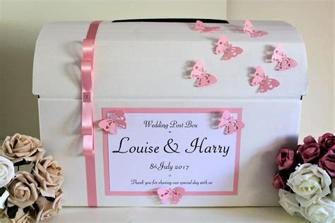 Personalised Wedding Card Chest Post Box Butterfly And Ribbon Etsy