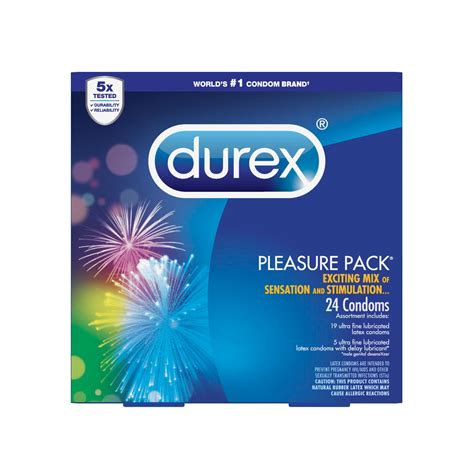 Durex Pleasure Pack Assorted Condoms, Exciting Mix of Sensation and Stimulation, Natural Rubber ...