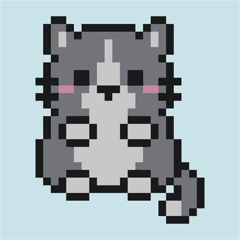 Cute pixel 8 bit cat isolated on blue background 15435020 Vector Art at ...