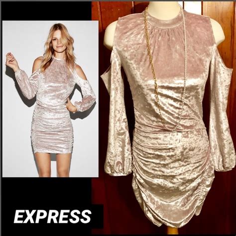 Express Dresses Expresslilac Crushed Velvet Cold Shoulder Dress