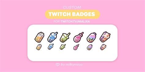 🌸 M I R U 🌸 Emote Commissions Open On Twitter 🥛💖 Bubble Tea Twitch Badges Commission For