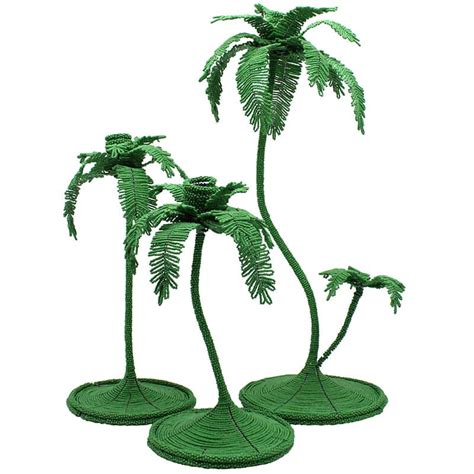 Bespoke Home Green Beaded Palm Tree Candle Holder