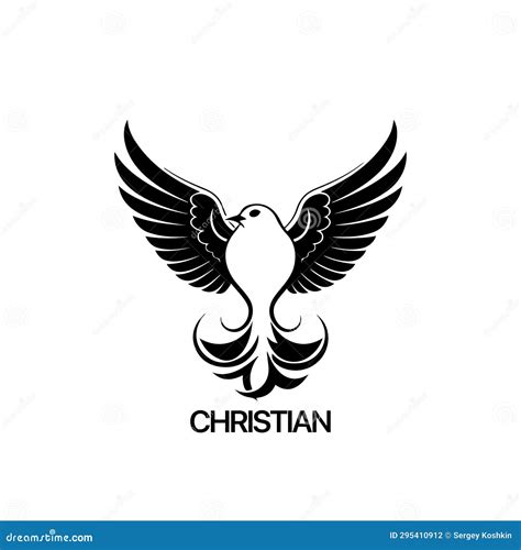 Christian Logo Template with Dove, Pigeon. Black and White Christian ...