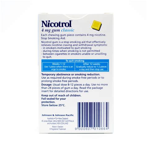 Nicotrol Nicotine Gum 4mg Classic Flavor Uncoated 105 Pack Nicotine