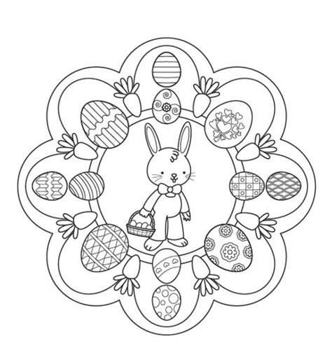 Coloriage Lapin Tenant Un Panier D Ufs Mandala P Ques