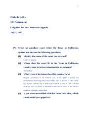 12 1 ASSIGNMENT LITIGATION COURT STRUCTURE APPEALS Docx 1 Michelle