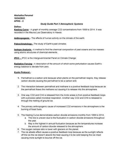 Study Guide Part 3 Atmospheric Systems Akshatha Perumal 1024 Aphg