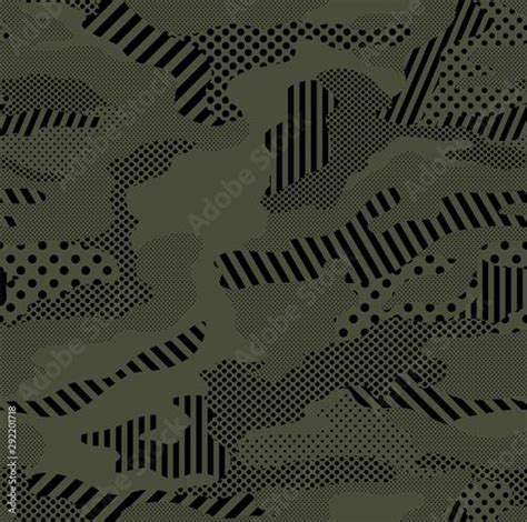 Optic Camouflage Pattern Repeat In Army Green Camouflage Pattern