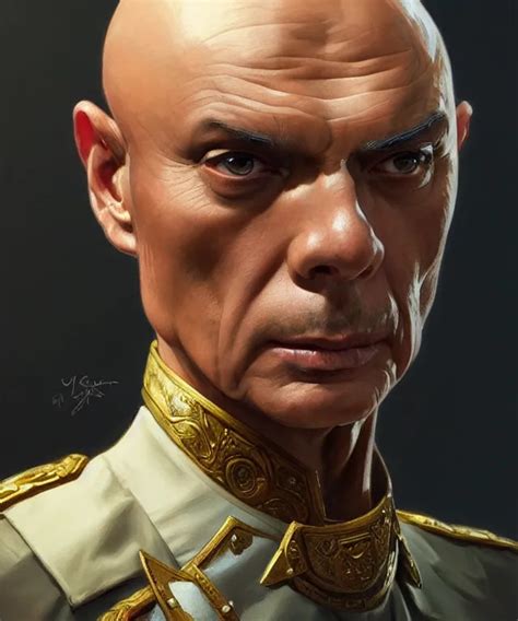 Yul Brynner As A Very Angry Bald General Portrait Stable Diffusion