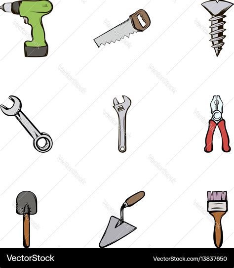 Building Tools Icons Set Cartoon Style Royalty Free Vector